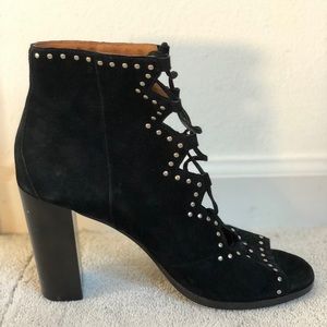 FRYE Black Lace-Up Open-Toe Booties